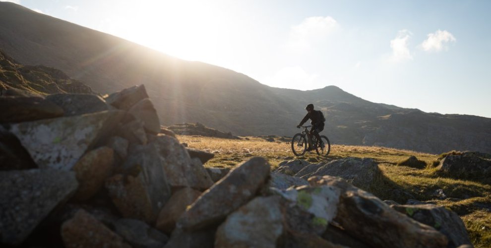 Mountain biking on Snowdon at sunrise